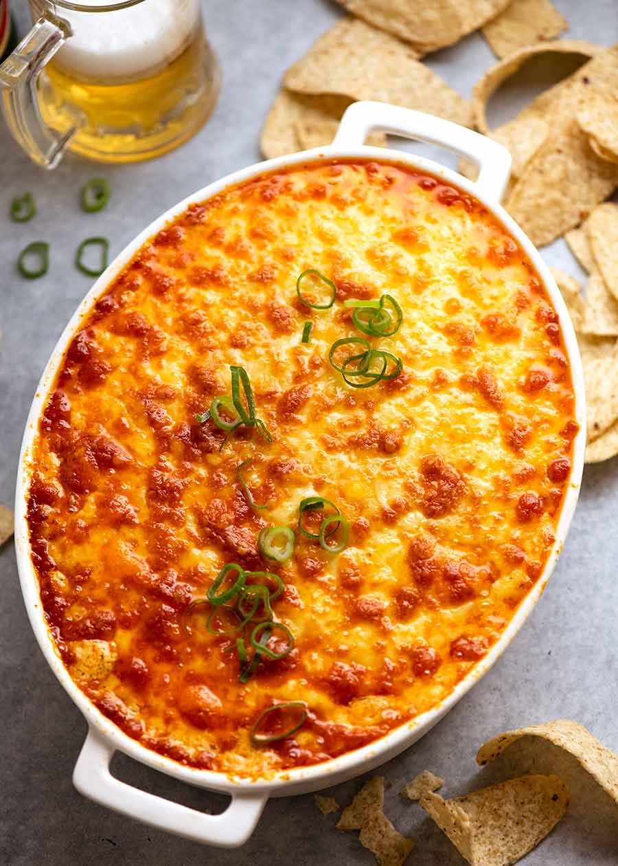 Hot Buffalo Chicken Dip fresh out of the oven