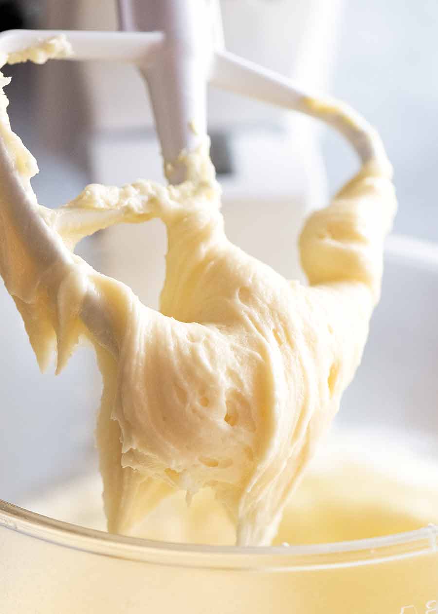 Cream Cheese Frosting on a paddle beater standmixer