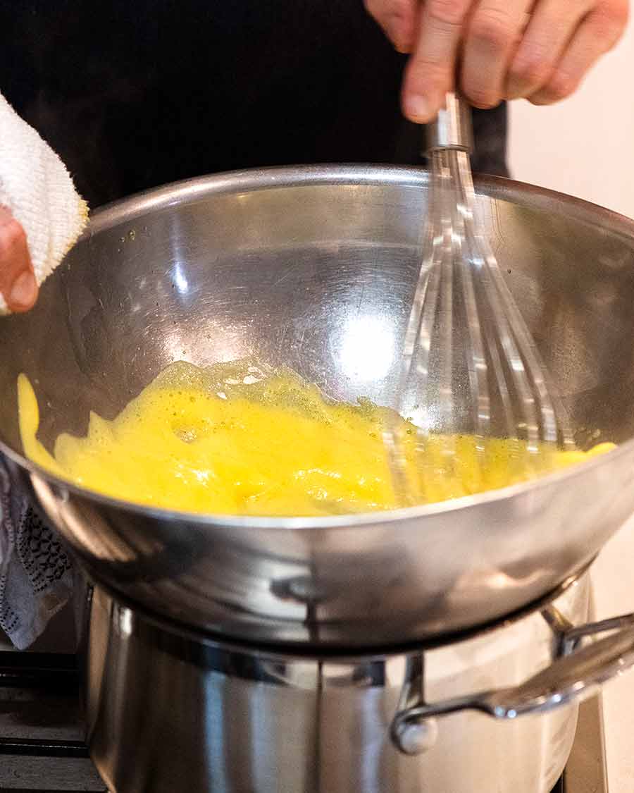 Bearnaise Sauce being made by hand