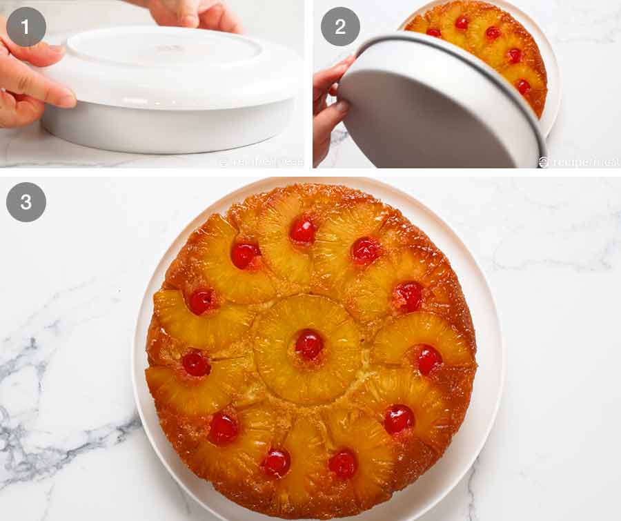 How to remove Pineapple Upside Down Cake from cake pan