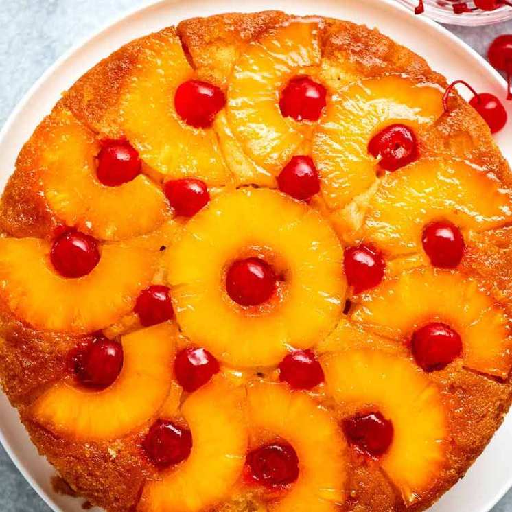 Overhead photo of Pineapple Upside Down Cake