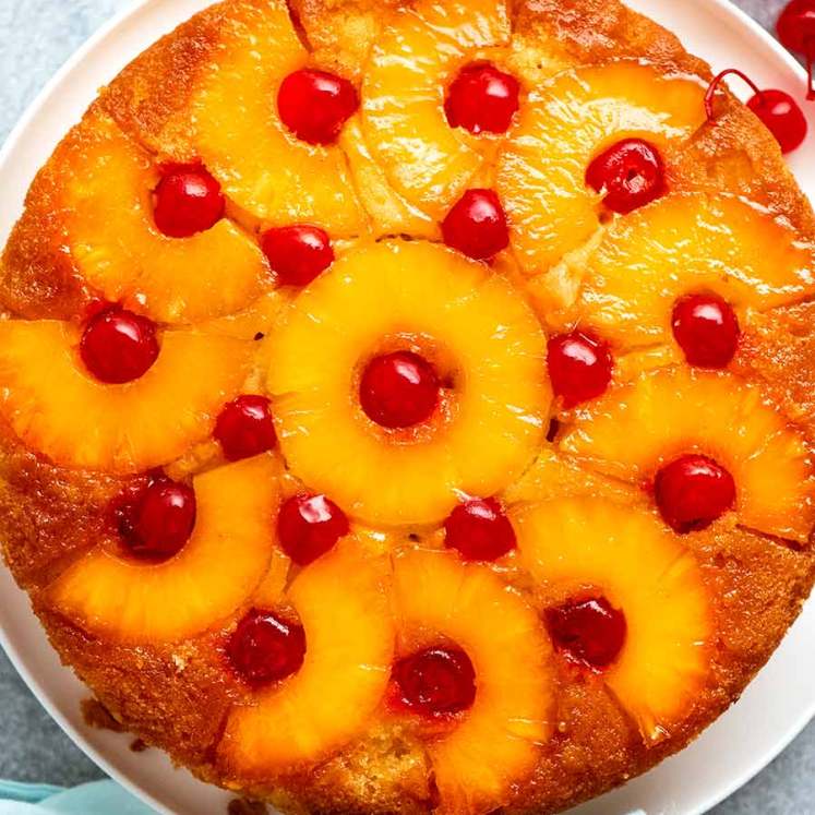 Overhead photo of Pineapple Upside Down Cake