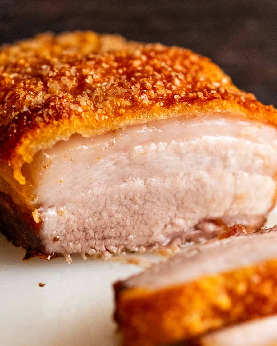 Side photo of Slow Roasted Crispy Pork Belly