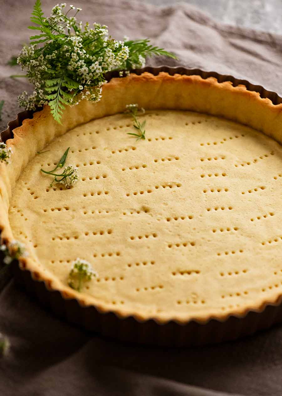 Freshly baked Sweet Tart Crust (Sweet Pastry) - French Pate Sucree - empty, ready to be filled