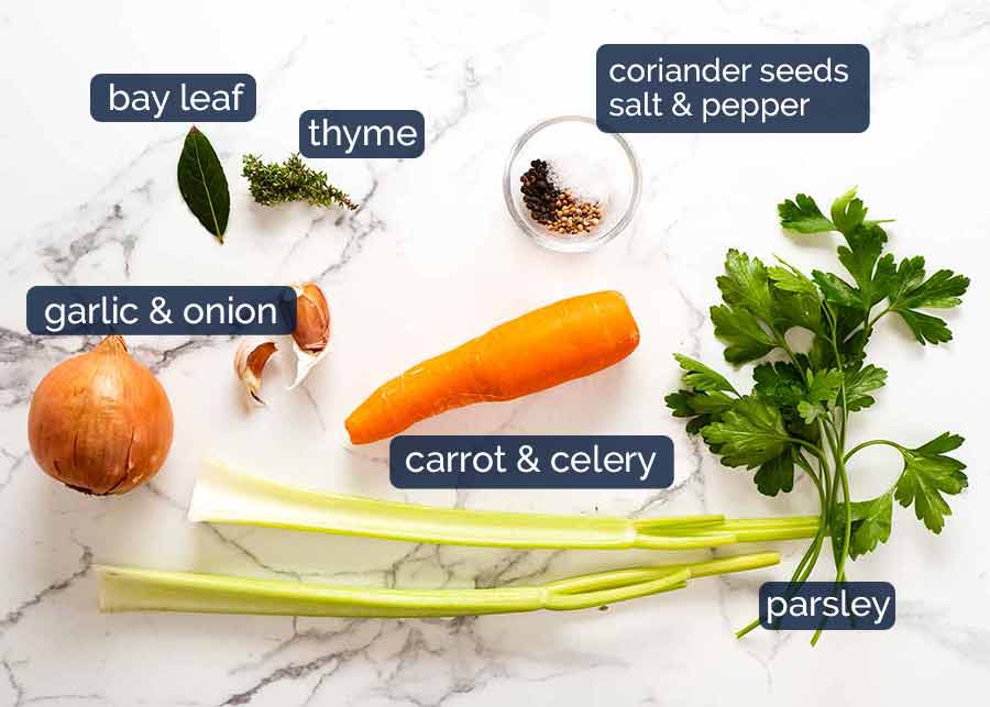 ingrediente în stoc de legume de casă