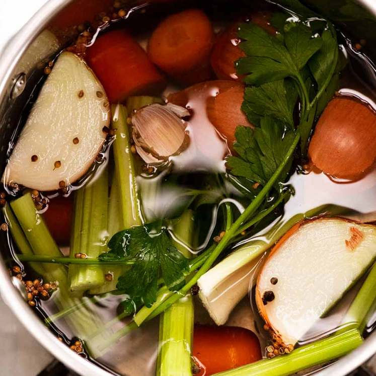 Homemade Vegetable Stock being made