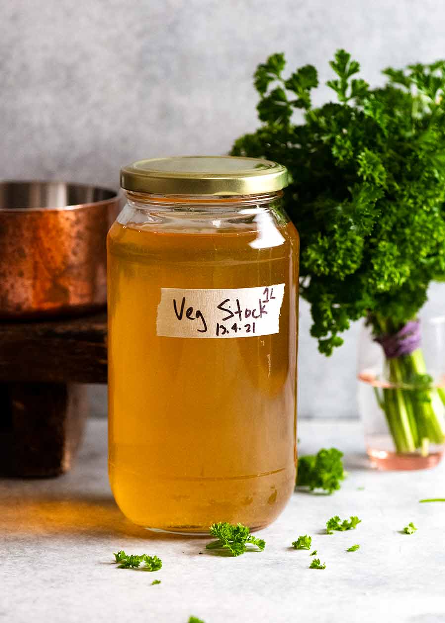 Jar of Homemade Vegetable Stock