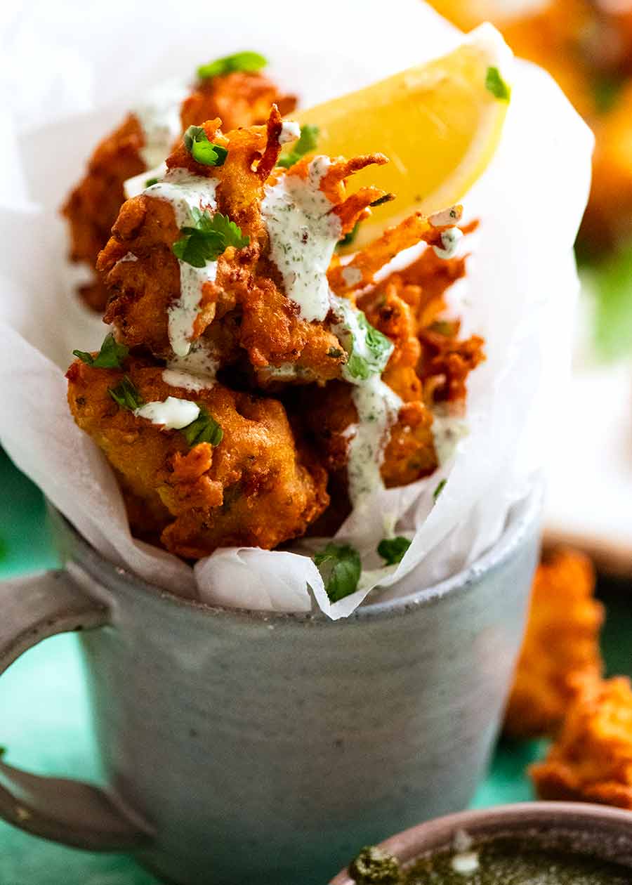 Cone of Pakora for snacking
