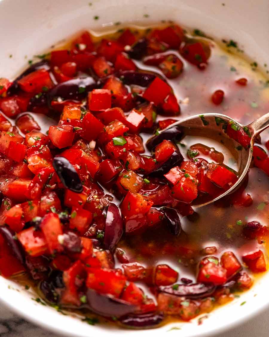 Sauce Vierge in a bowl