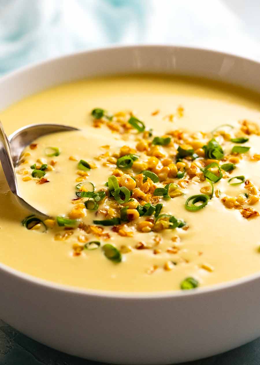 Bowl of Cold Corn Soup for summer