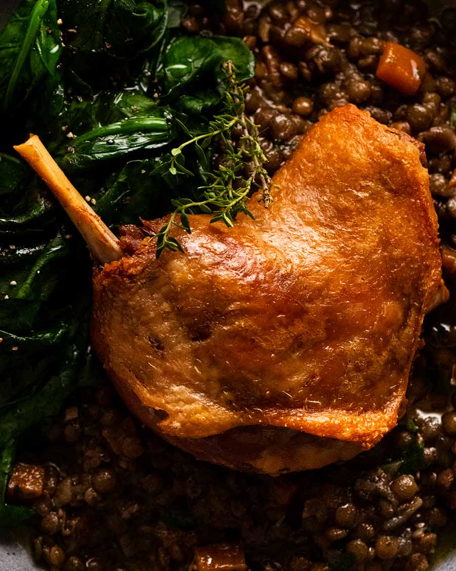 Duck Confit on a bed of French lentils
