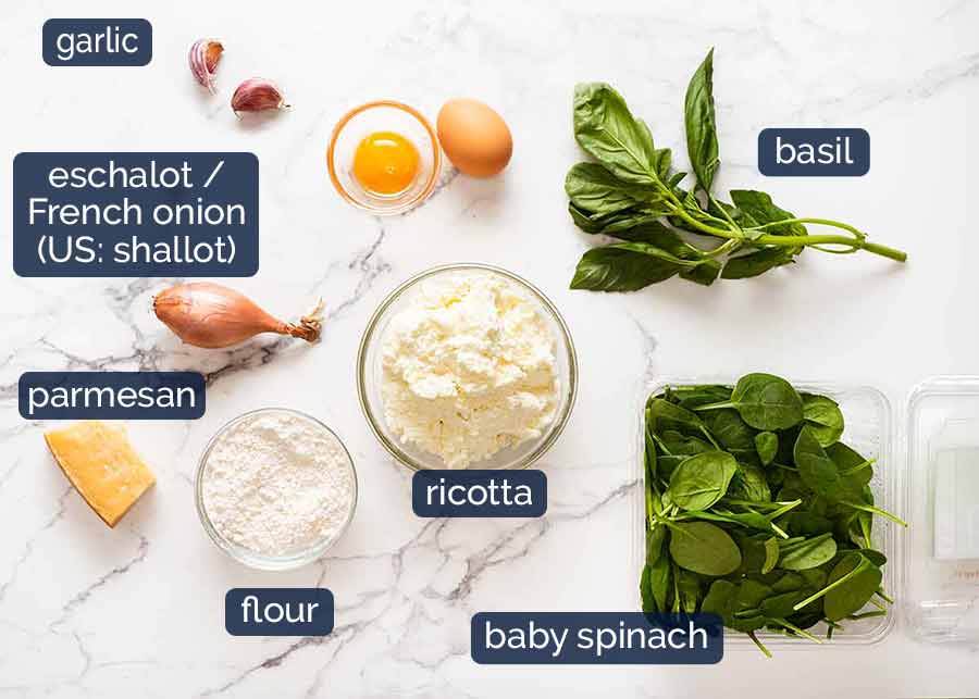 Ingredients for Malfatti - Italian Spinach Ricotta Dumplings