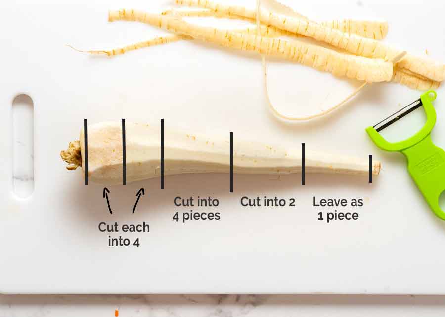 How to cut parsnip for roasting
