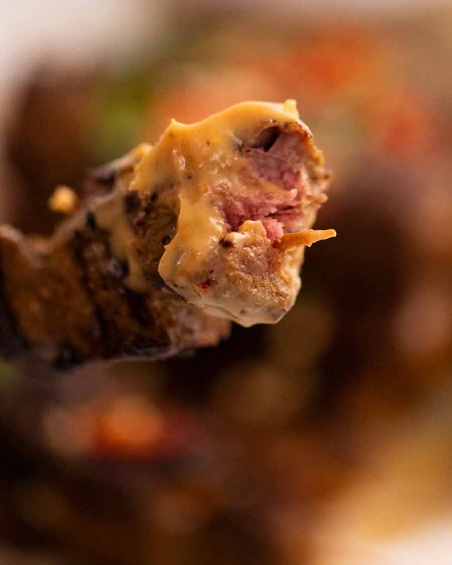 Close up of inside of Thai Beef Satay