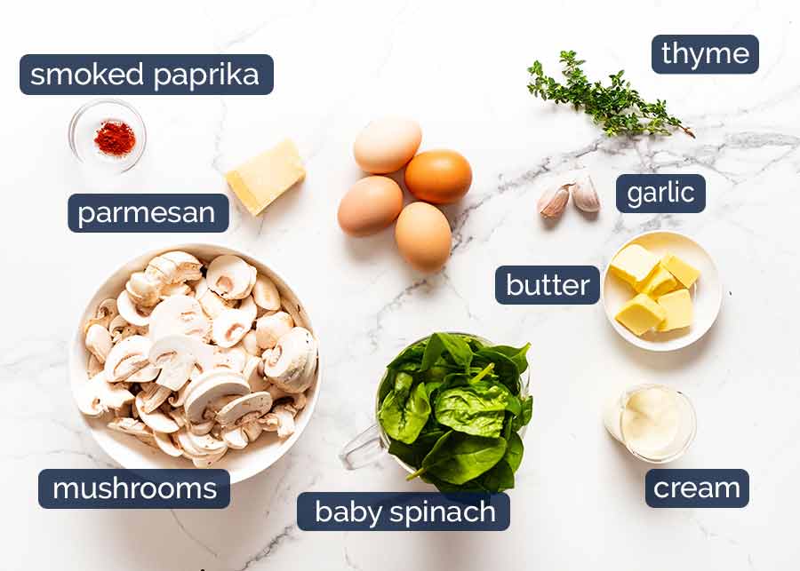 Ingredients in Baked Eggs - Shirred Eggs