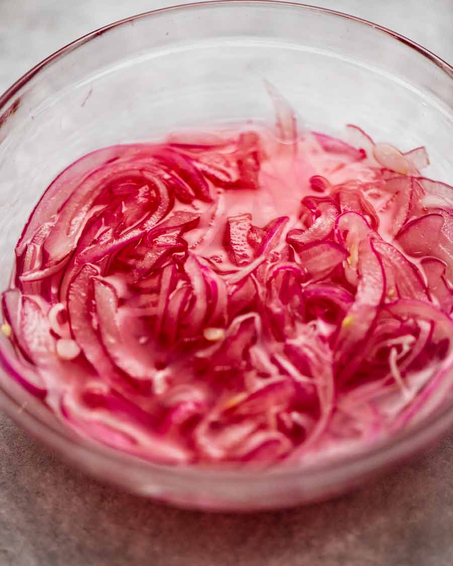 Pickling red onion for Blood Orange Salad