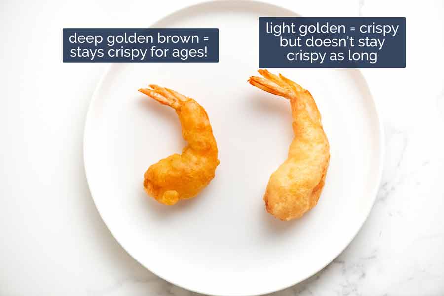 Target golden brown colour of prawns