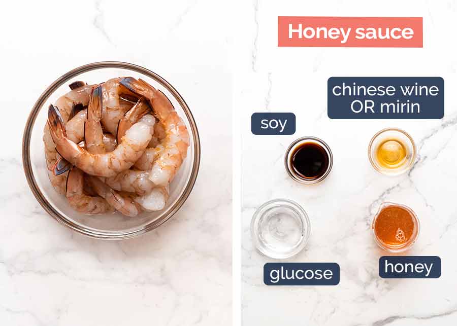 Ingredients for Honey Prawns