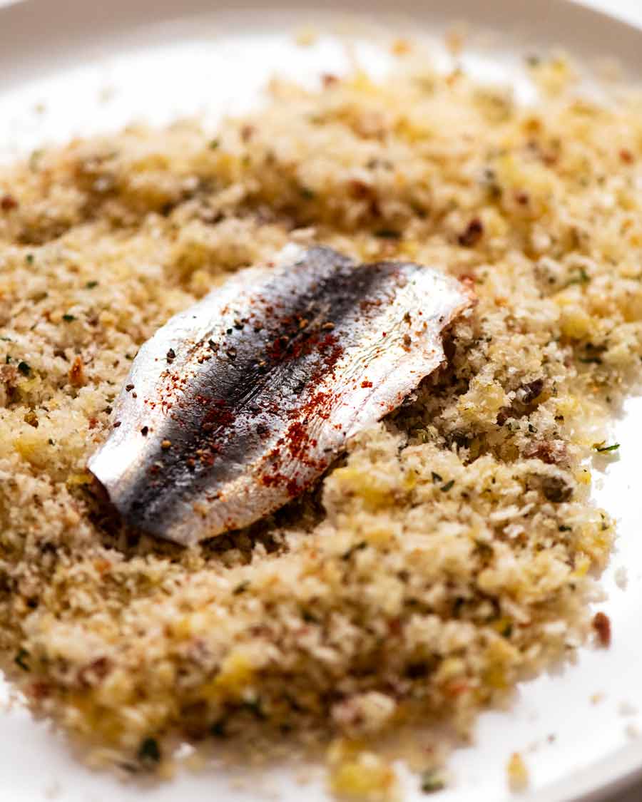 Making Mediterranean Crusted Sardines