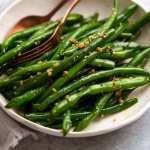Garlic Sautéed Green Beans on a plate ready to be served