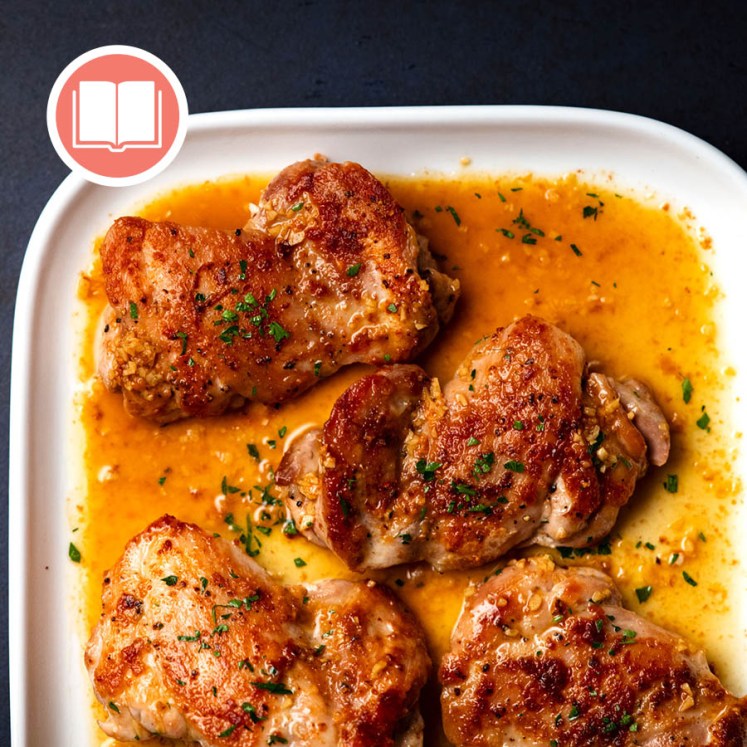 Crispy Garlic Chicken Thighs from RecipeTin Eats "Dinner" cookbook by Nagi Maehashi