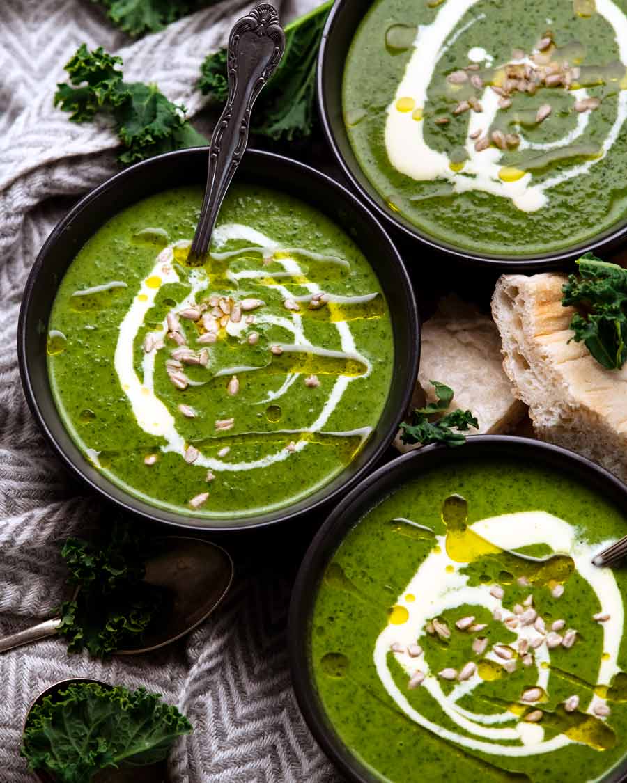 3 bowls of Immunity Boosting Green Goddess Soup