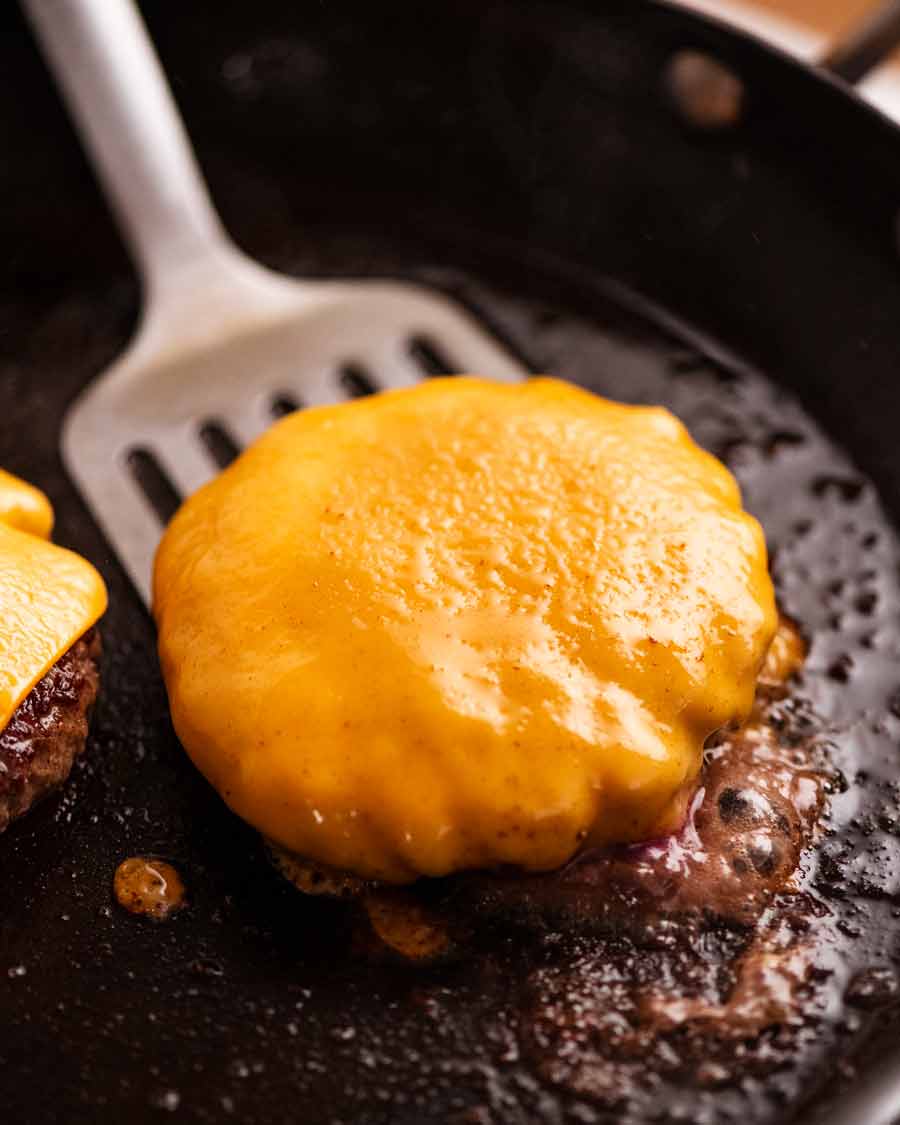 Cheeseburger patty with melted cheese