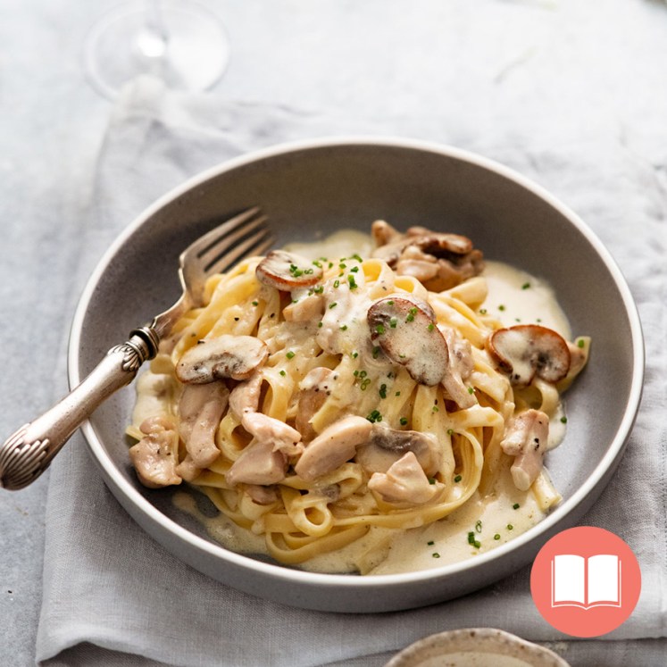 Creamy Chicken Mushroom pasta from RecipeTin Eats "Dinner" cookbook by Nagi Maehashi