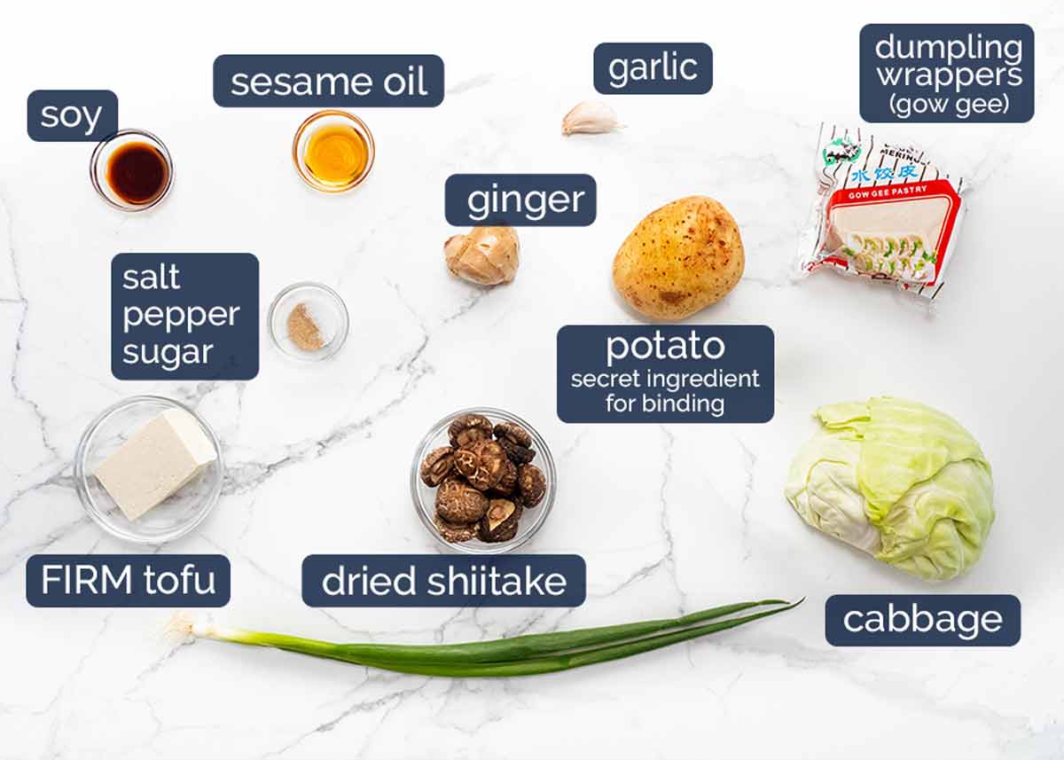 Ingredients in Vegetable Dumplings (Potstickers)