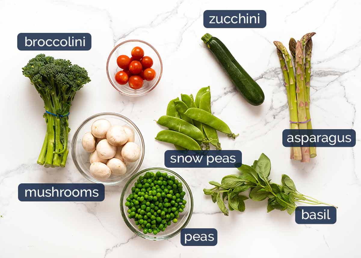 Ingredients in Pasta Primavera