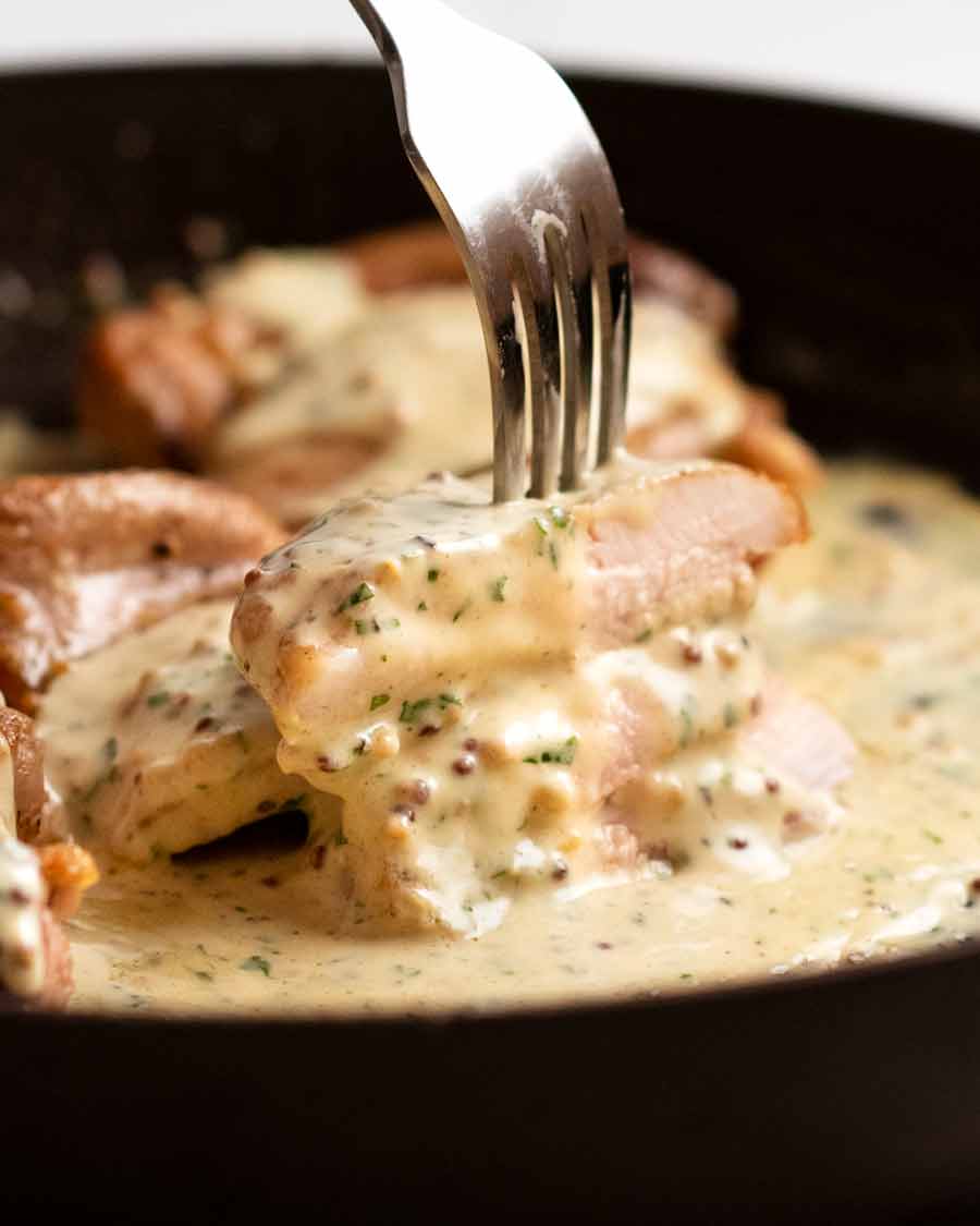 Close up of Chicken with Creamy Mustard Sauce