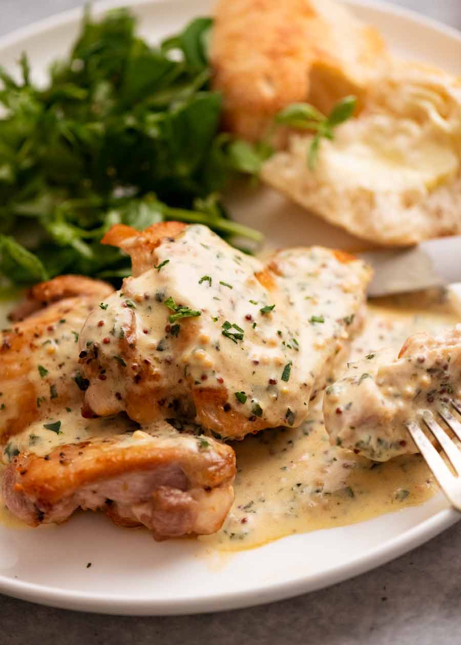 Plate with Chicken with Creamy Mustard Sauce
