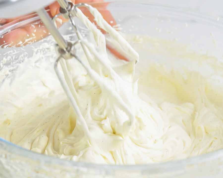 Bowl of freshly whipped Chantilly cream
