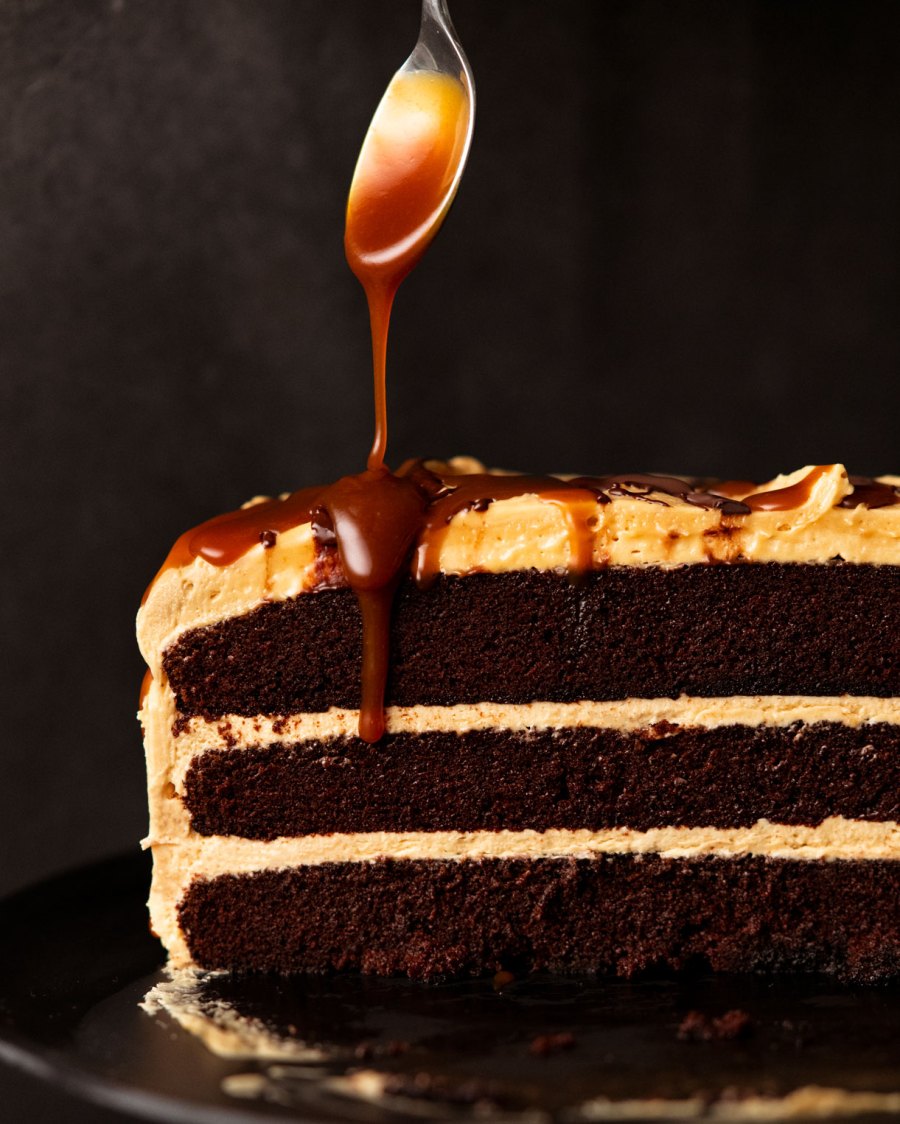 Death by Chocolate Caramel Cake from Dinner cookbook by RecipeTin Eats