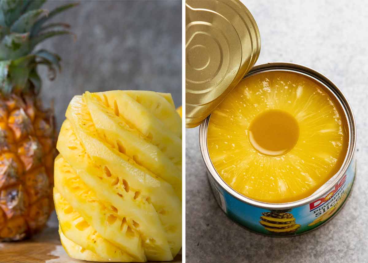 Fresh and canned pineapple