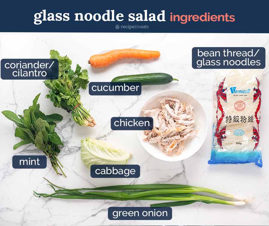 Ingredients in Glass noodle salad
