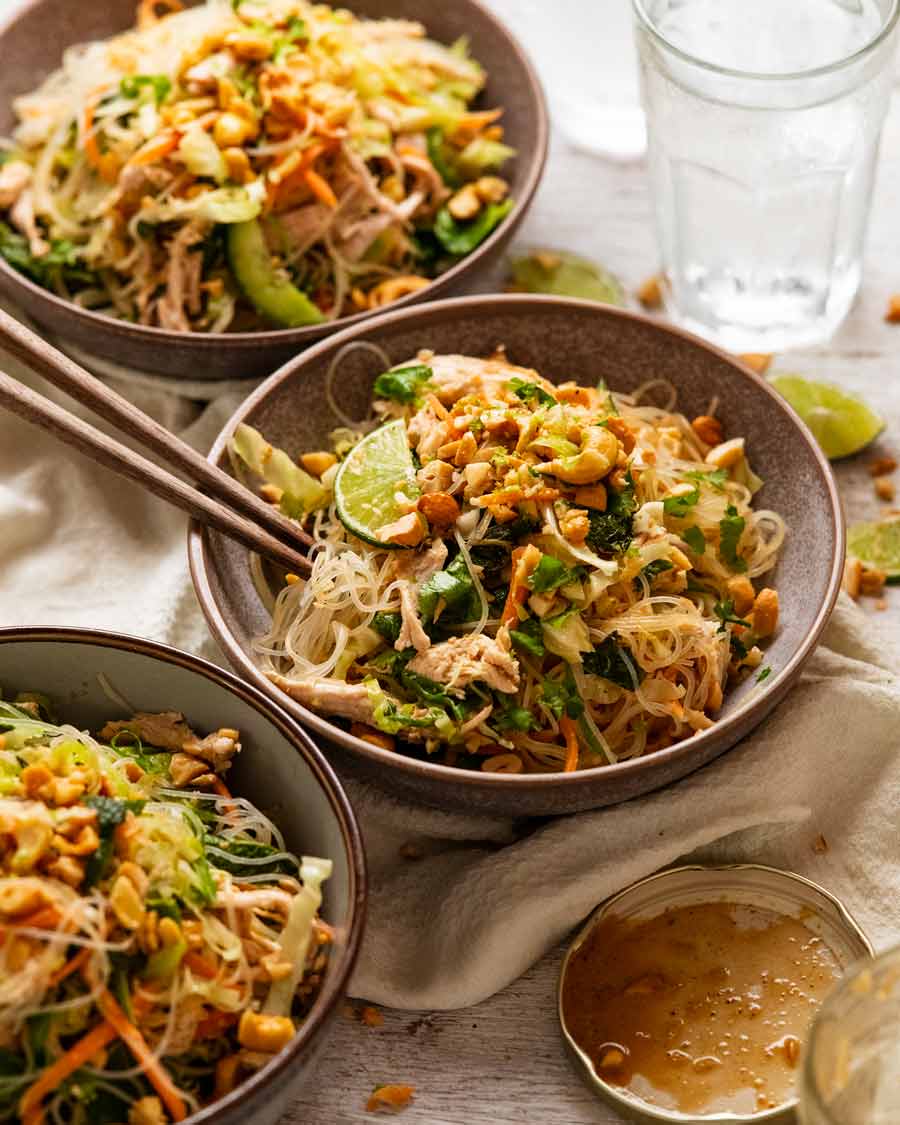 Glass noodle salad with lime cashew crumble