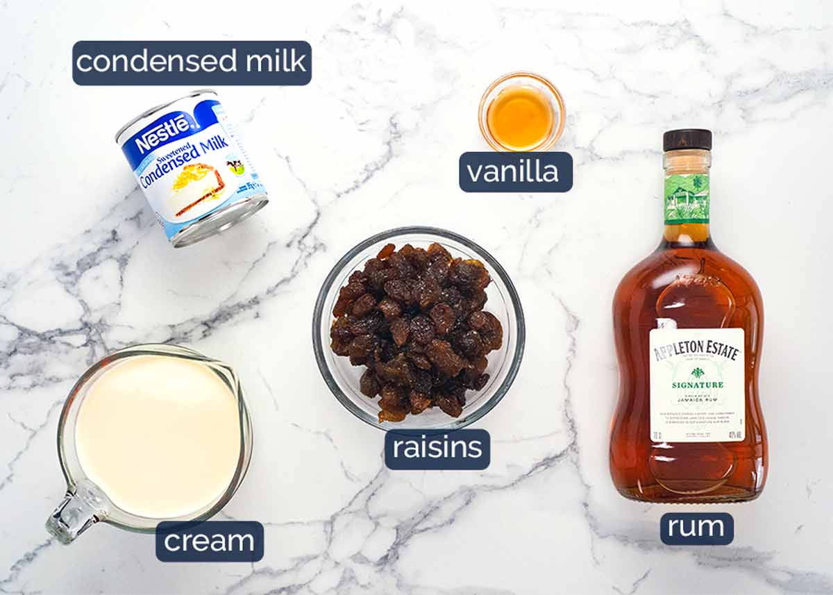 Ingredients in Rum raisin ice cream