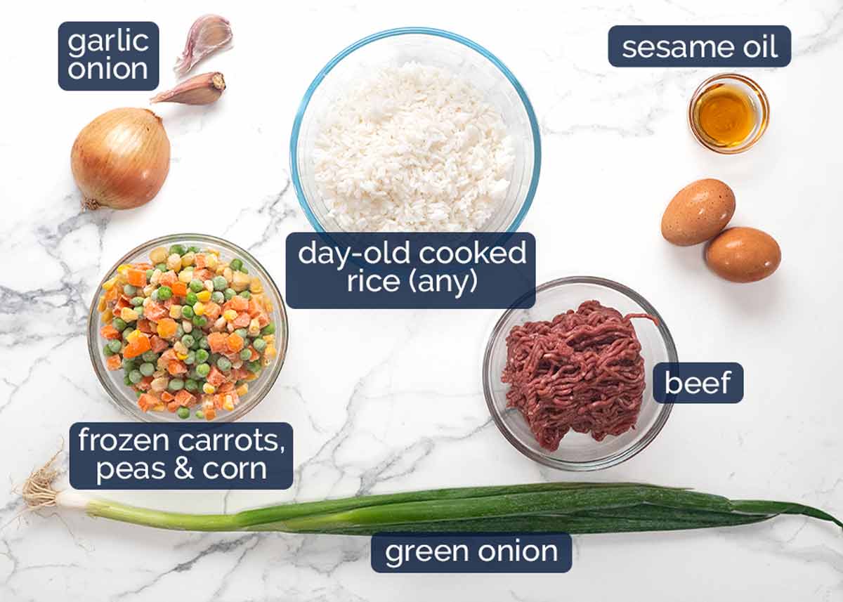 Ingredienser i nötkött stekt ris