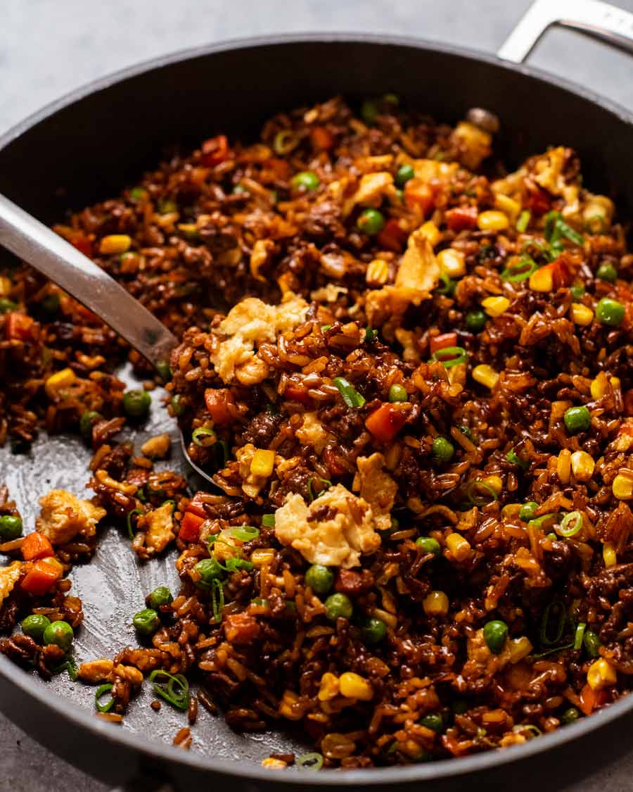 Freshly cooked Beef fried rice