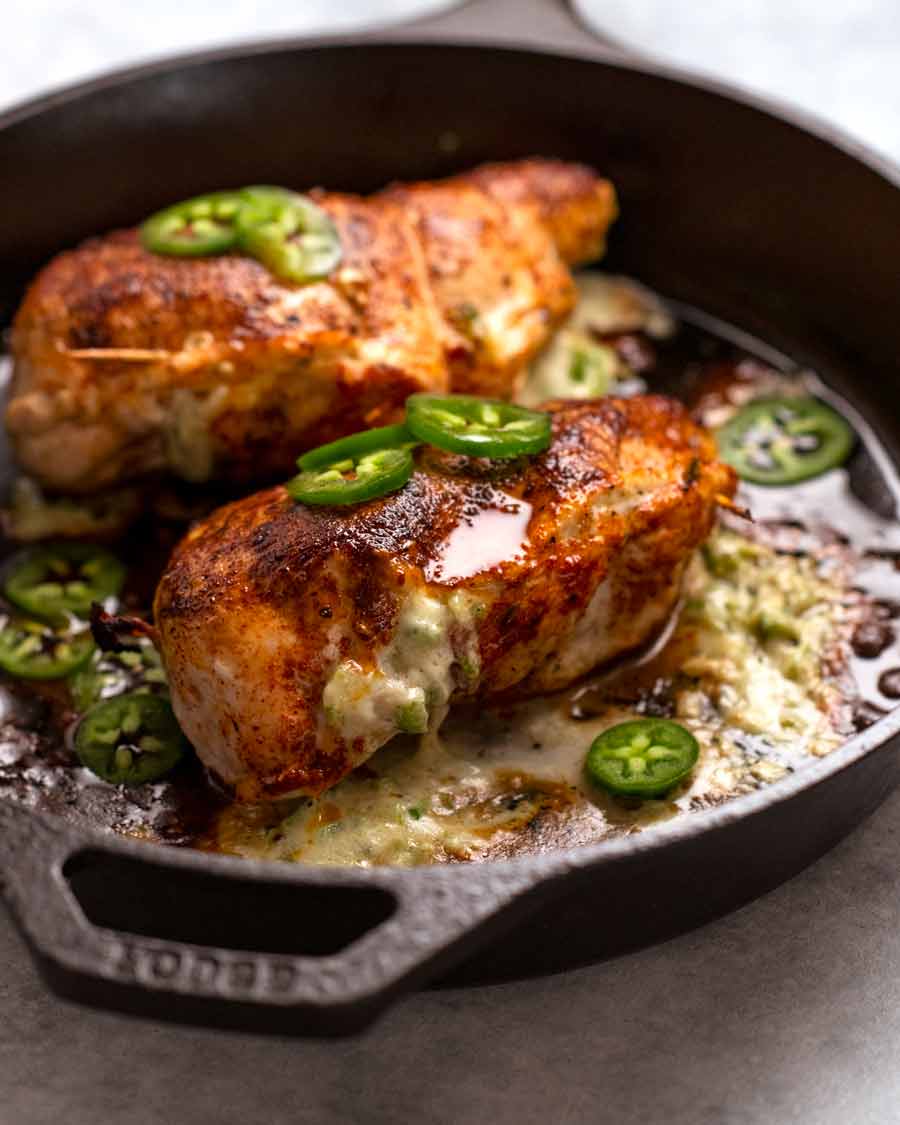 Jalapeno popper stuffed chicken straight out of the oven