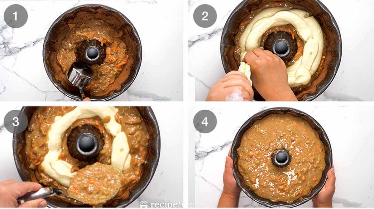 How to make Cheesecake stuffed carrot bundt cake