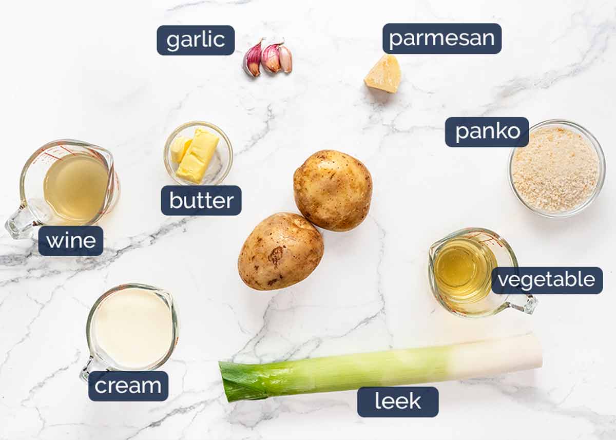 Ingredients in Creamy fish on potato gratin