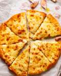 Overhead photo of Garlic cheese pizza