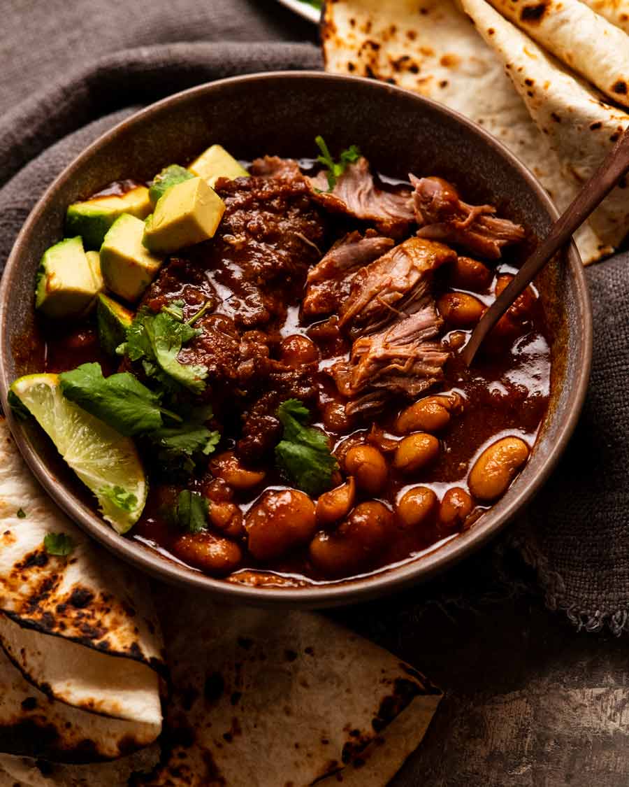 Bowl of Mexican Chipotle Pork and Beans
