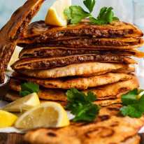 Stack of Arayes - Lebanese Meat Stuffed Crispy Pita