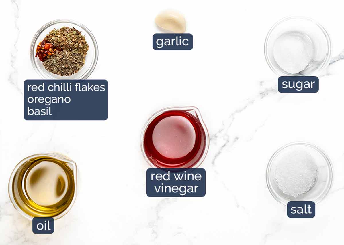 Ingredients in Italian risoni / orzo salad