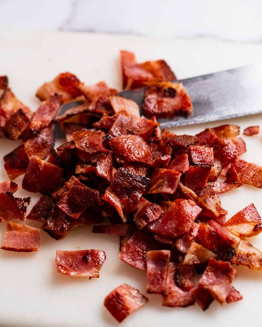Cooked bacon for Cobb Salad
