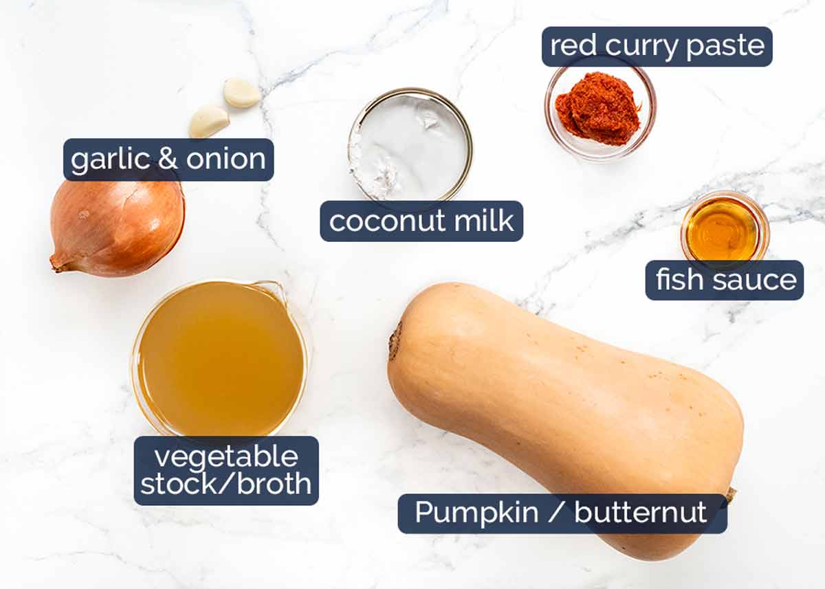 Ingredients in Thai Coconut Pumpkin Soup
