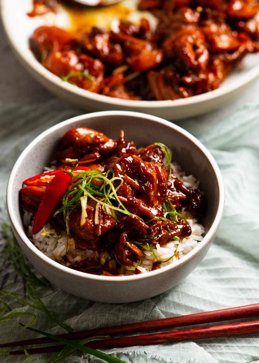 Vietnamese Caramel Ginger Chicken served with rice